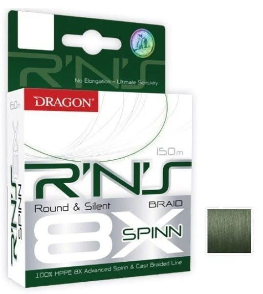 Wysoka jakość Plecionka DRAGON R'N'S 8X SPINN 0.08 MM/5.90 KG ZIELONA 150 M