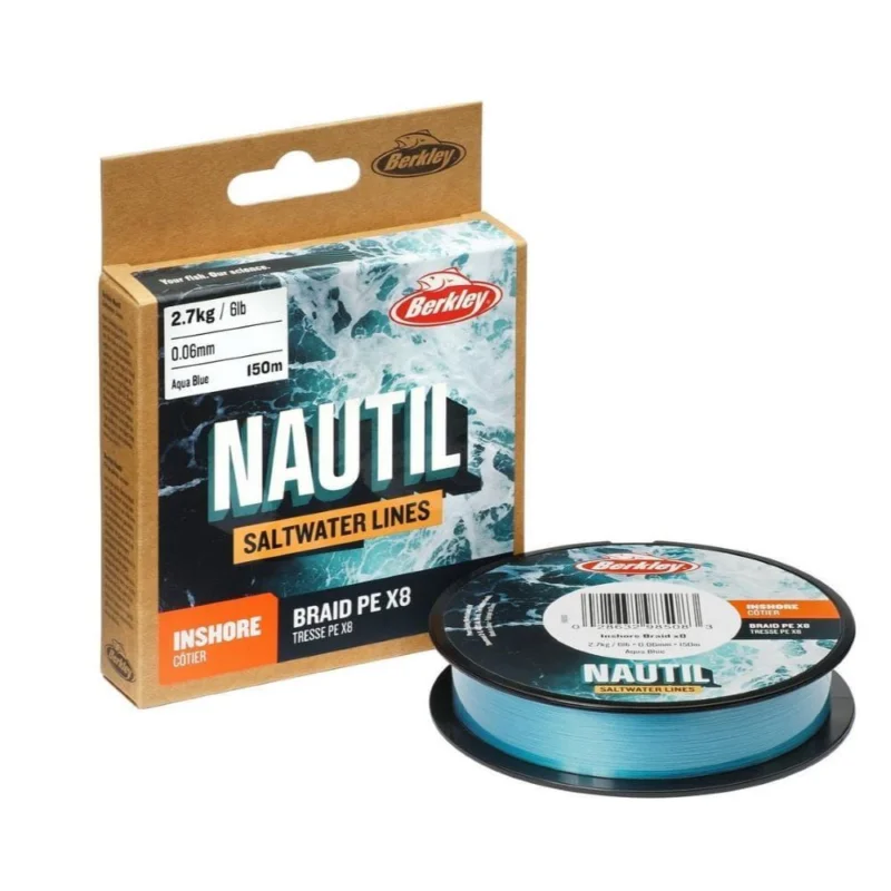 Plecionka Berkley Nautil Inshore Braid Aquablue X8 - 0,10mm/150m Do wyczerpania zapasów