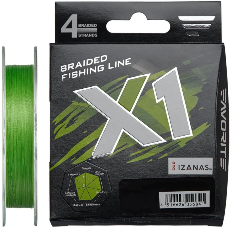 Plecionka Favorite X1 PE 4x 0.117mm/4.1kg/150m - Light Green Bestseller