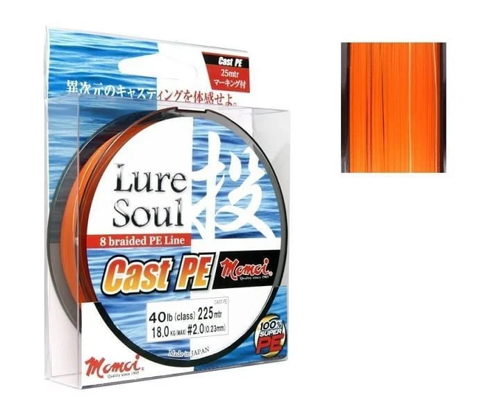 Plecionka Momoi Lure Soul CAST P.E. 150m 0.16mm 9.0kg 20 LB Pomarańczowa Rabat