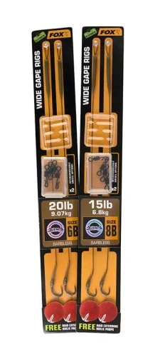 Wysoka jakość GOTOWE PRZYPONY FOX WIDE GAPE READY RIG nr.4 -25lb