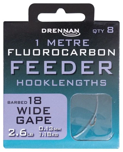 Super okazja Haczyki Drennan Wide Gapez przyponem 1m fluorocarbon