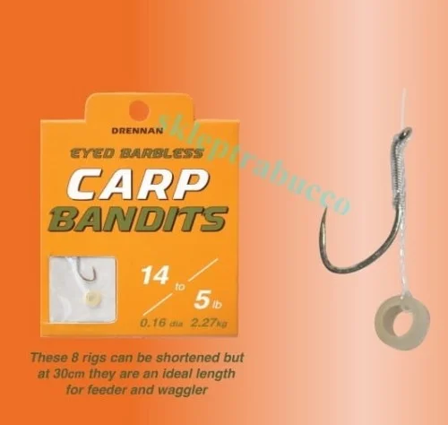 Haczyki Drennan Carp Bandits z przyponem + włos + gumka Ostatnia szansa