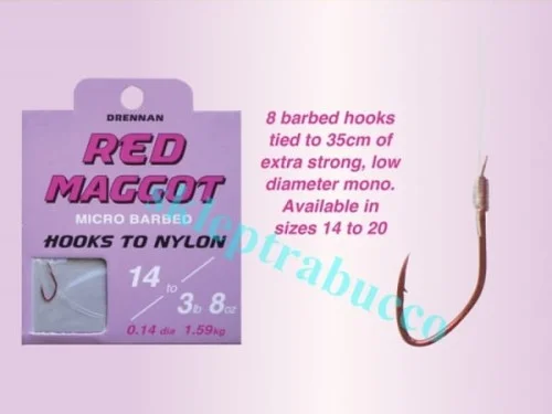 Sprawdź teraz Haczyki Drennan Red Maggot z przyponem