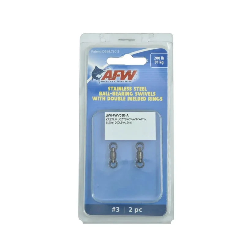 Krętlik wędkarski łożyskowany American Fishing Wire St.Stell 91kg 2 sztuki Kup teraz