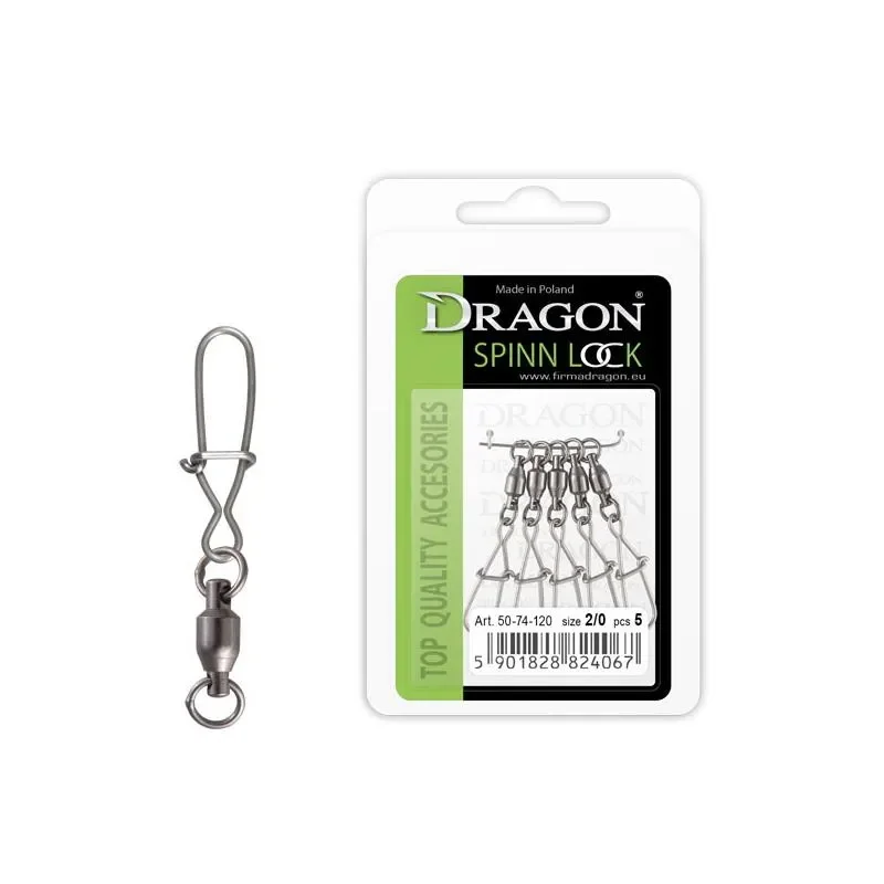 Promocja Agrafka z krętlikiem łożyskowanym Spin Lock Dragon rozmiar 2 5 sztuk