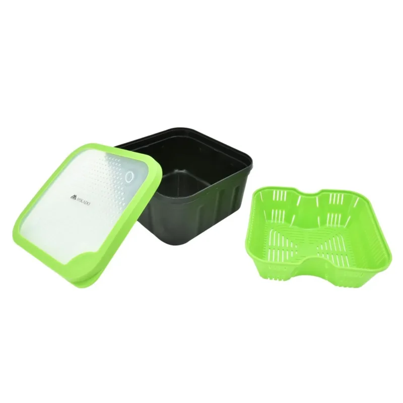 Pudełko Mikado zamykane z sitkiem do namaczania pelletu G021 17x17x9cm pojemność 2 litry Tani