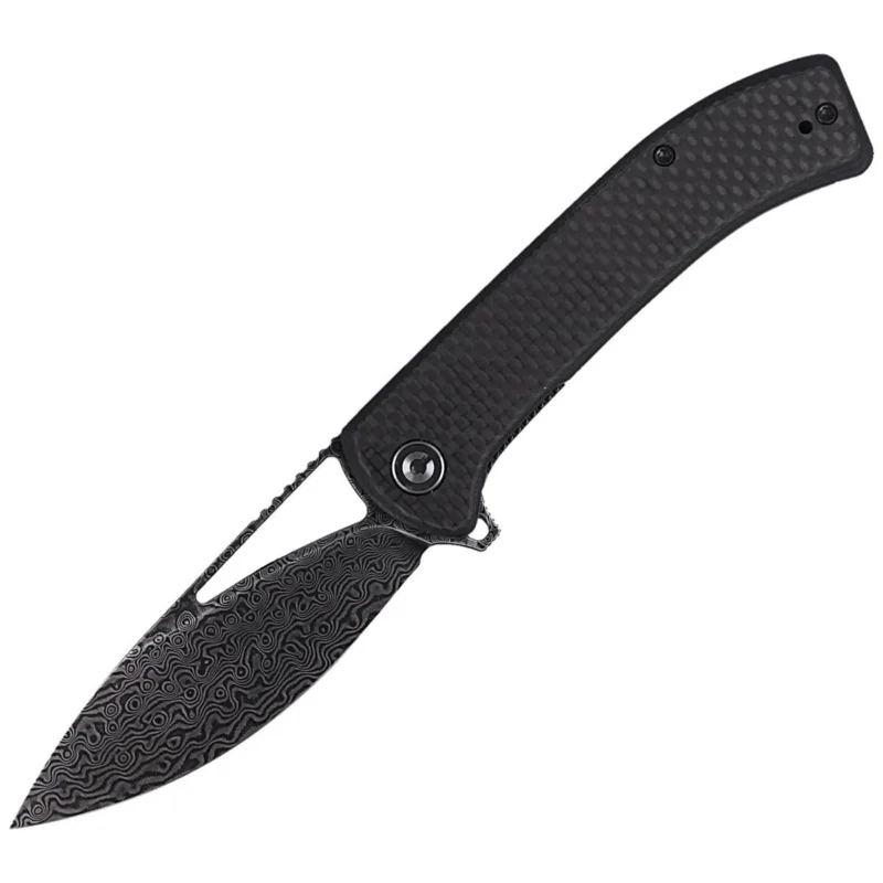 Nie przegap Nóż składany CIVIVI Riffle Twill Carbon Fiber / Black G10, Black Damascus (C2024DS-1)