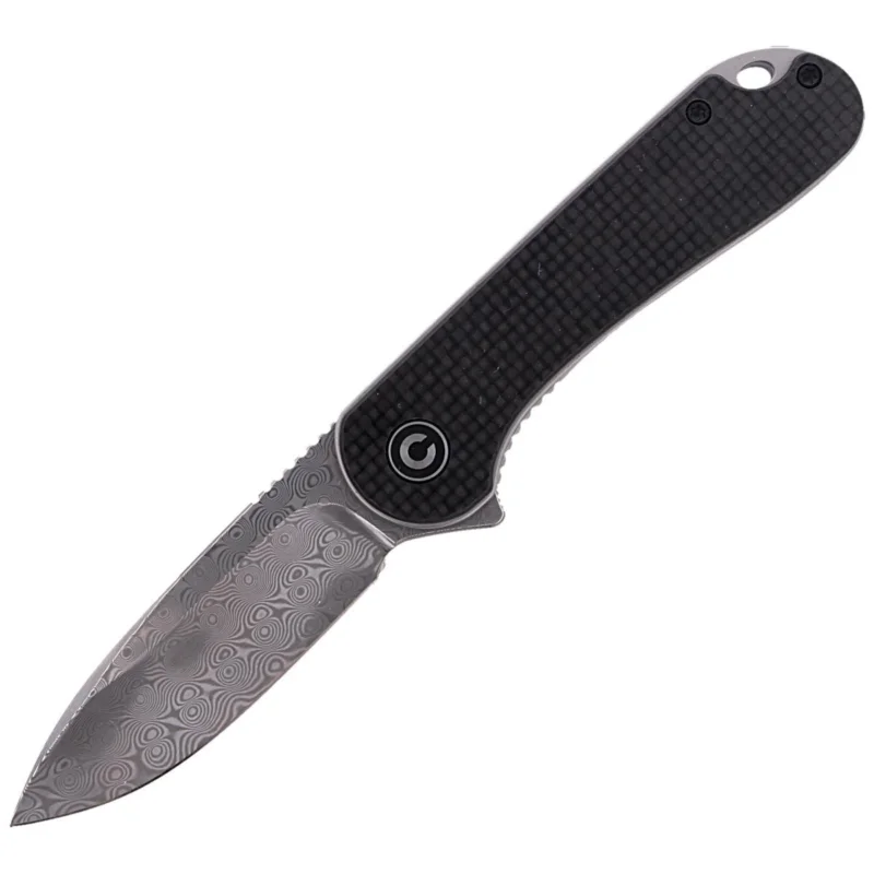 Łatwy zwrot Nóż składany CIVIVI Elementum Flipper Twill Carbon Fiber / Black G10, Damascus (C907DS)