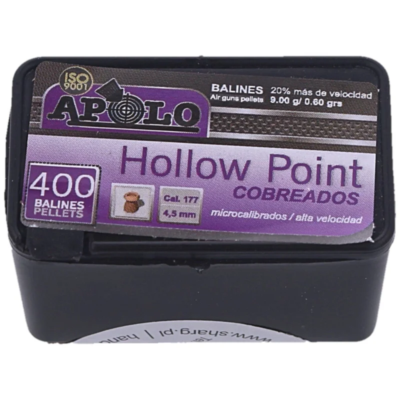 Apolo Hollow Point Copper AirGun Pellets .177/4.5 mm, 400 pcs 0.60g/9.0gr (19990) Wybór klientów