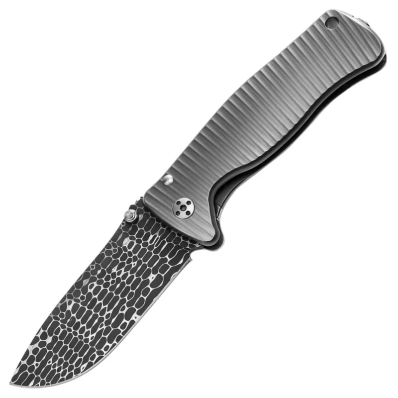 LionSteel SR2 Grey Titanium, Lizard Chad Nichols Damascus by Molletta (SR2DL G) Do wyczerpania zapasów