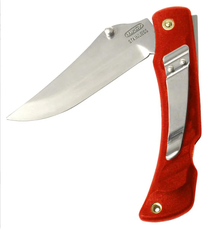 Mikov Crocodile Red ABS Folding Knife, Mirror Finish with Clip (243-NH-1/C CLIP/RED) Ekspresowa dostawa