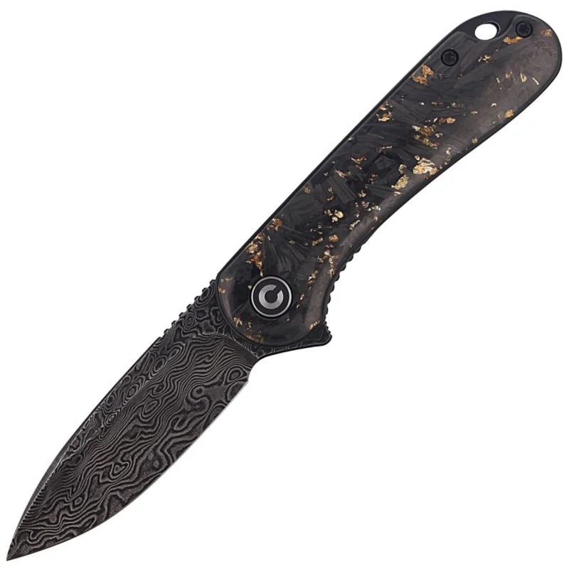 Łatwy zwrot CIVIVI Knife Elementum Flipper Shredded Carbon Fiber / Golden Shred, Black Damascus (C907C-DS1)