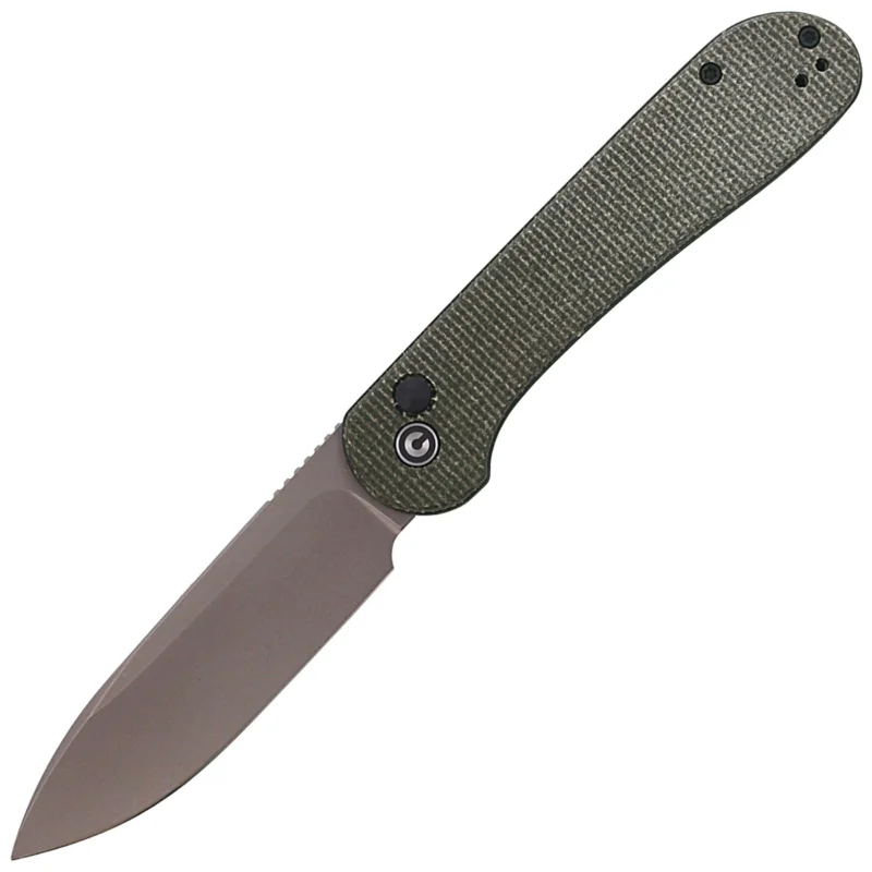 Wyjątkowa oferta CIVIVI Knife Button Lock Elementum Dark Green Micarta, Gray Stonewashed (C2103C)