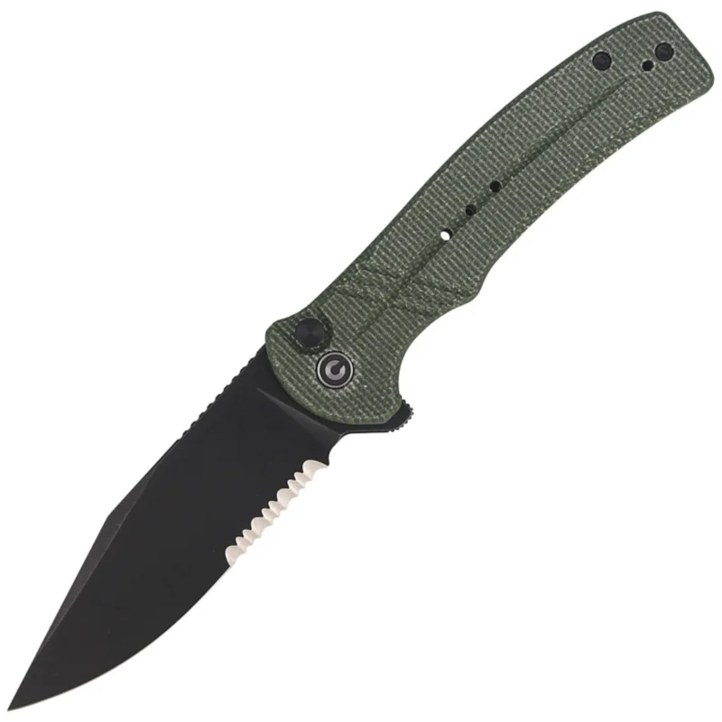 Bezpieczne zakupy CIVIVI Knife Cogent Green Micarta, Black Stonewashed Half Serrated (C20038E-4)