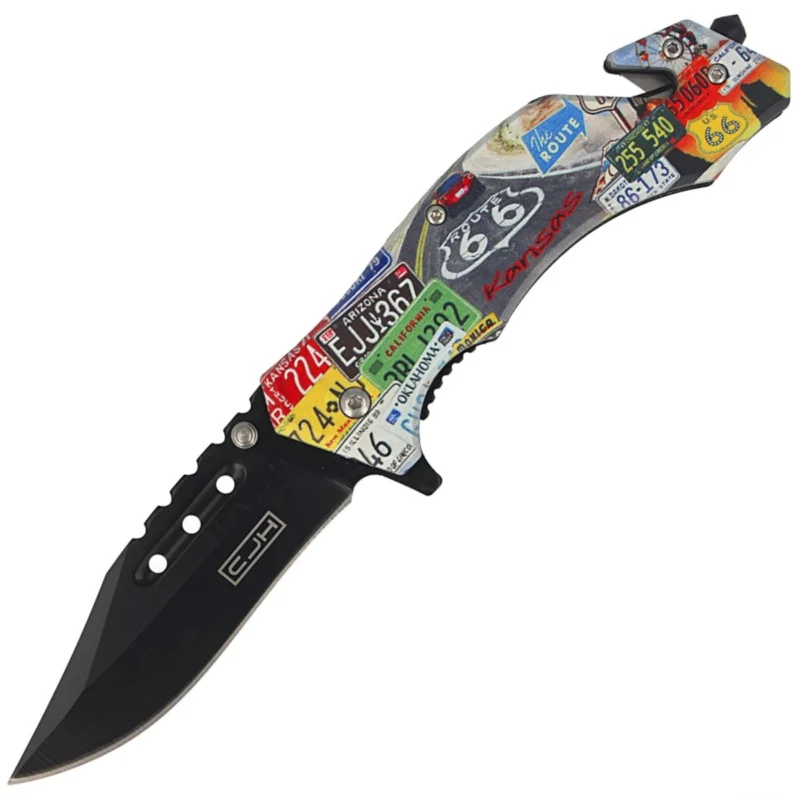 Bestseller Nóż ratowniczy Herbertz CJH Route 66, Black Blade 420 (44005)