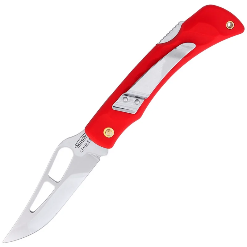 Mikov Crocodile Red ABS Folding Knife, Mirror Finish with Clip (243-NH-1/A CLIP/RED) Wysoka jakość