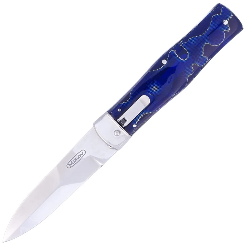 Nóż sprężynowy Mikov Predator Blue Raffir, Mirror N690 (241-BRa-1/KP BLUE) Promocja