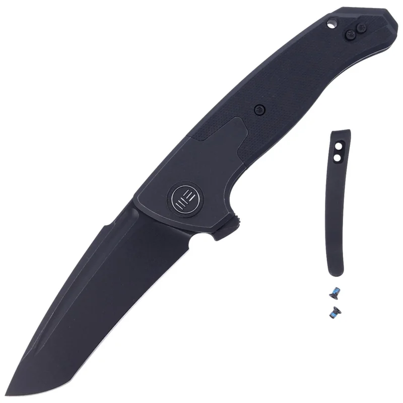 Oferta czasowa Nóż składany WE Knife Press Check Black Ti / Black G10, Black Stonewashed CPM 20CV by Allen Elishewitz (WE20078A-1)