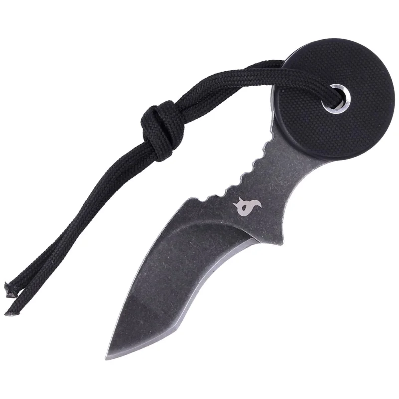 BlackFox Lollypop, Black G10, Black Stonewashed 440C by Tommaso Rumici Neck Knife (BF-755) Rabat