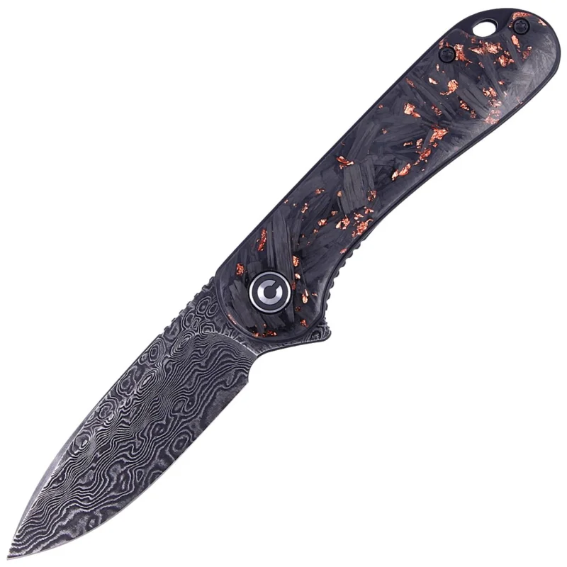 Nóż składany CIVIVI Elementum Flipper Shredded Carbon Fiber / Copper Shred, Black Damascus (C907C-DS3) Ekspresowa dostawa