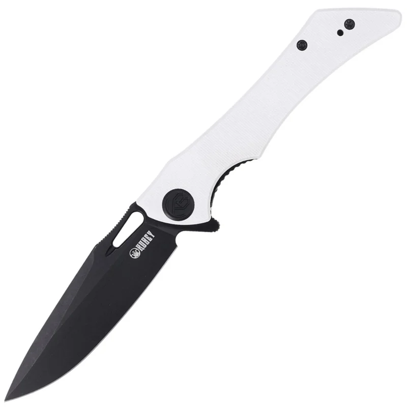 Kubey Raven KB245F Knife Ivory G10, Dark Stonewashed AUS-10 by Jelly Jerry Tani