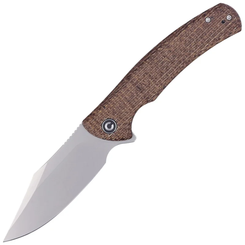 Promocja Nóż składany Civivi Sinisys Brown Burlap Micarta, Silver Bead Blasted 14C28N (C20039-2)