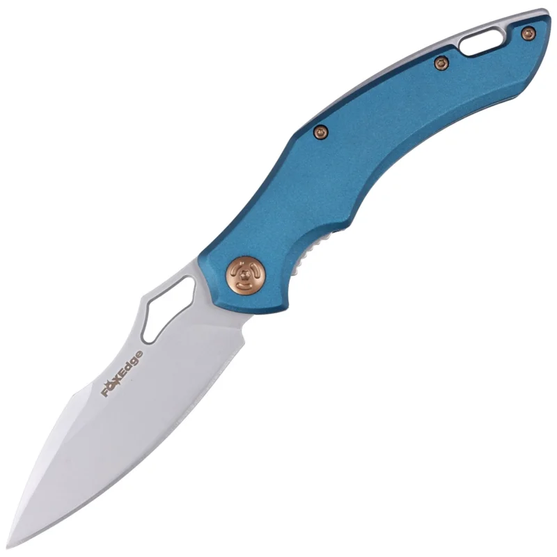 Niska cena Nóż składany FoxEdge Sparrow Blue Anodized Aluminium, Sand Blasted by Denis Simonutti (FE-030)
