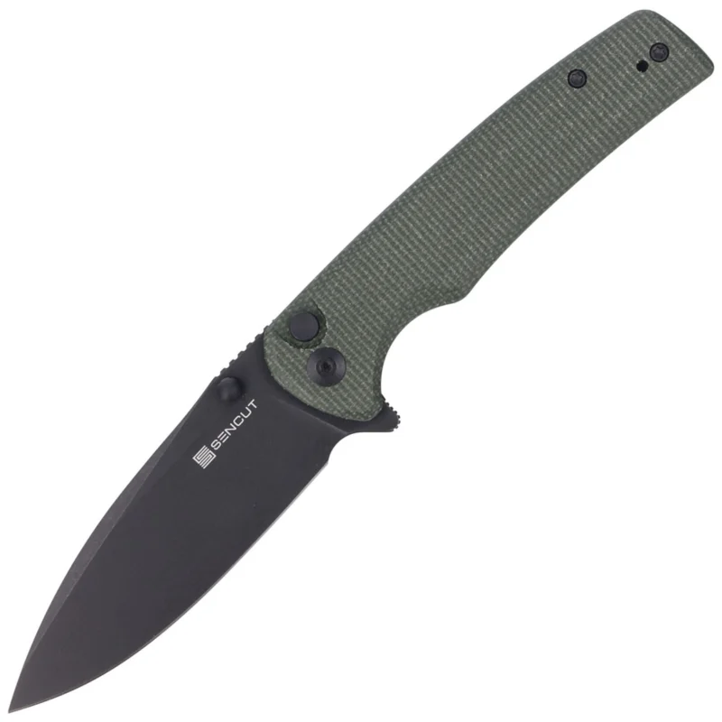 Niska cena Nóż składany Sencut Sachse Green Micarta, Black Stonewashed 9Cr18MoV (S21007-2)