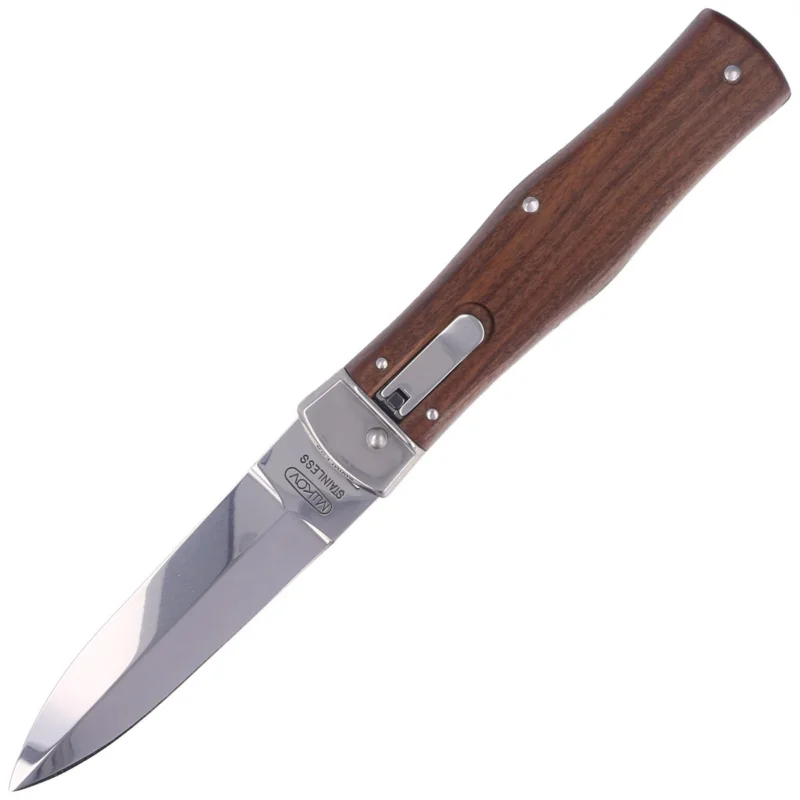 Premium Nóż sprężynowy Mikov Predator Palisander Wood, Mirror, Klips (241-ND-1/N CLIP)