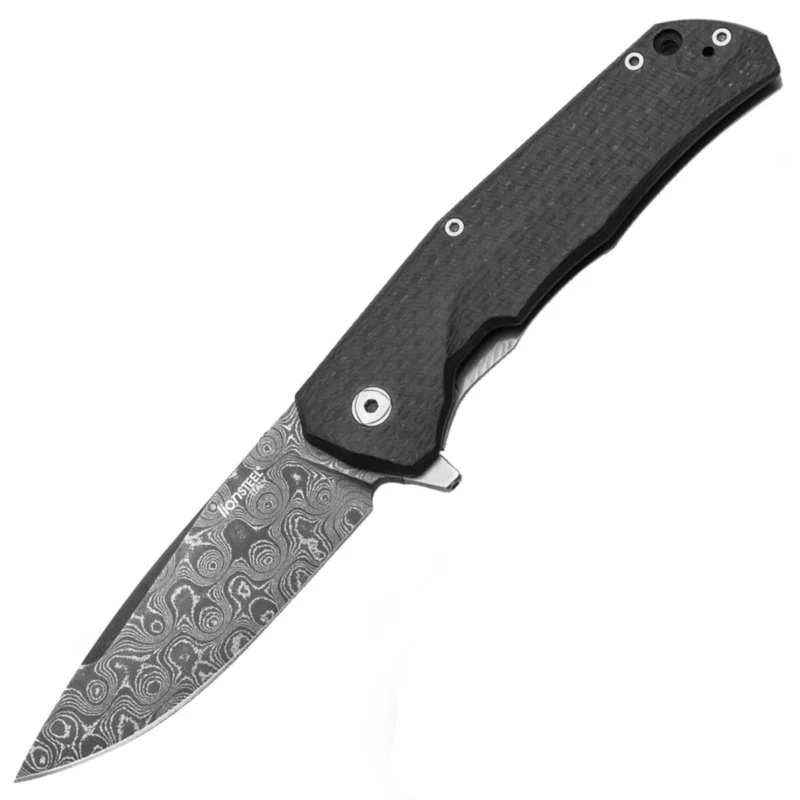 Kup teraz LionSteel T.R.E. Carbon Fiber, Raindrop Chad Nichols Damasteel Damascus by Molletta Knife (TRE DR FC)