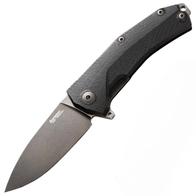 LionSteel KUR Knife Black G10, Black PVD/Stonewashed Sleipner by Molletta (KUR BBK) Tani