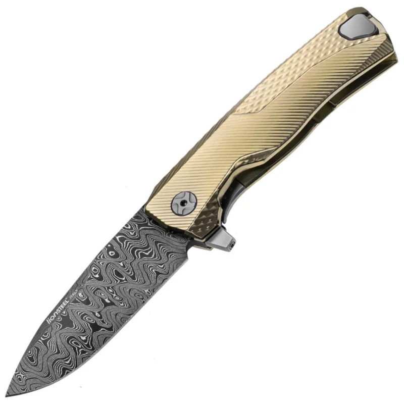 Kup online LionSteel ROK Knife Gold Titanium, Chad Nichols Scrambled Damascus (ROK DD GL)