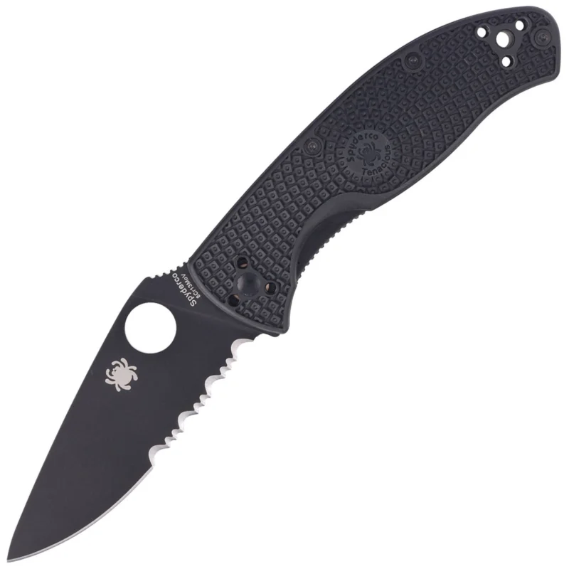 Nowość Spyderco Tenacious Knife Black Lightweight FRN, Black Spyder 8Cr13MoV by Eric Glesser (C122PSBBK)