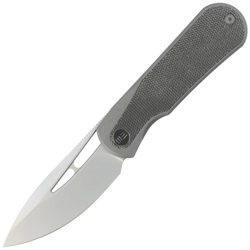 WE Knife Baloo Grey Titanium / Dark Green Micarta, Silver Bead Blasted CPM 20CV by Ostap Hel (WE21033-4) Ostatnie sztuki