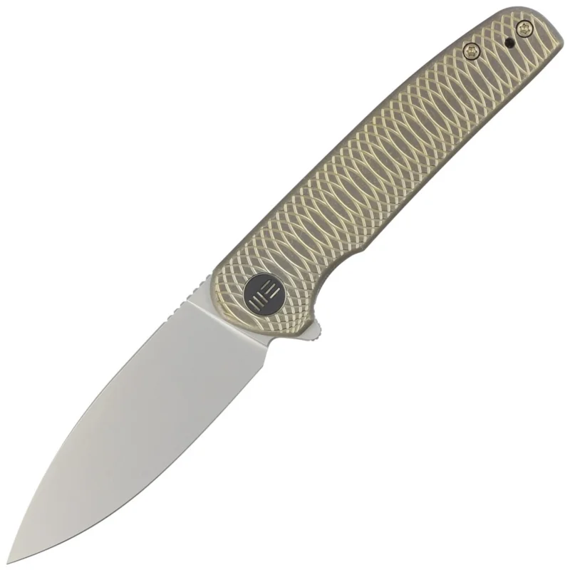 Super okazja Nóż składany WE Knife Shakan LE No 060/310 Golden Satin Polished Patterned Titanium, Silver Bead Blasted CPM 20CV (WE20052C-2)