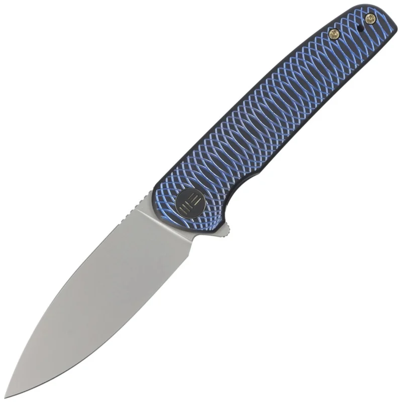WE Knife Shakan LE No 198/310 Blue Satin Polished Patterned Titanium, Silver Bead Blasted CPM 20CV (WE20052C-1) Taniej