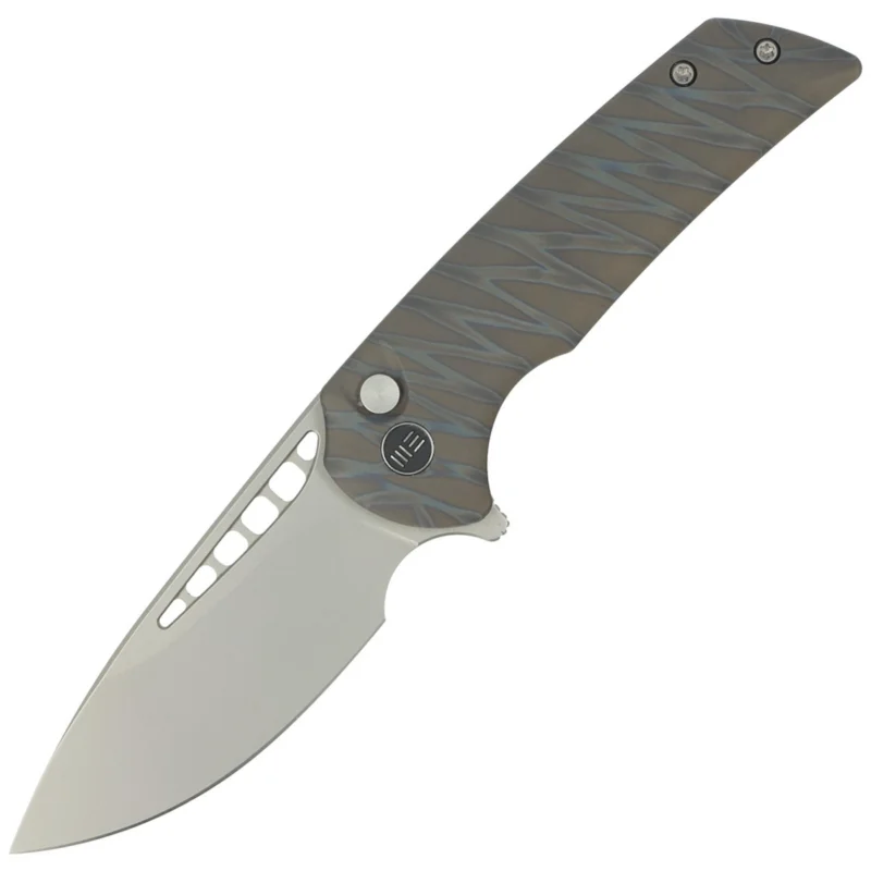 Darmowa dostawa WE Knife Mini Malice Tiger Stripe Pattern Flamed Titanium, Silver Bead Blasted CPM 20CV by Ferrum Forge Knife Works (WE054BL-6)