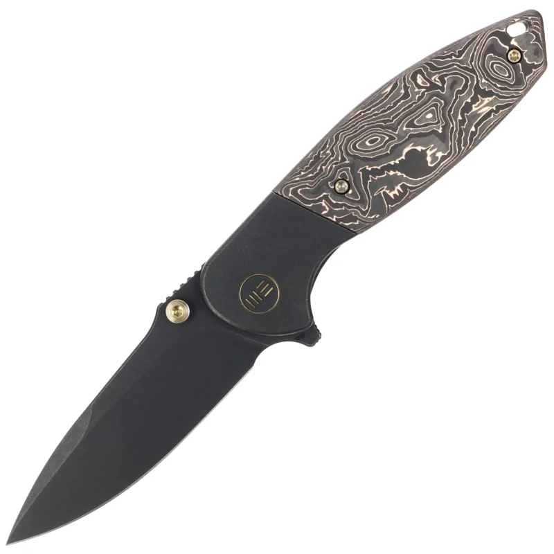 Zniżka WE Knife Nitro Mini Black Titanium / Copper Foil Carbon Fiber, Black Stonewashed CPM 20CV by Peter Carey (WE22015-2)