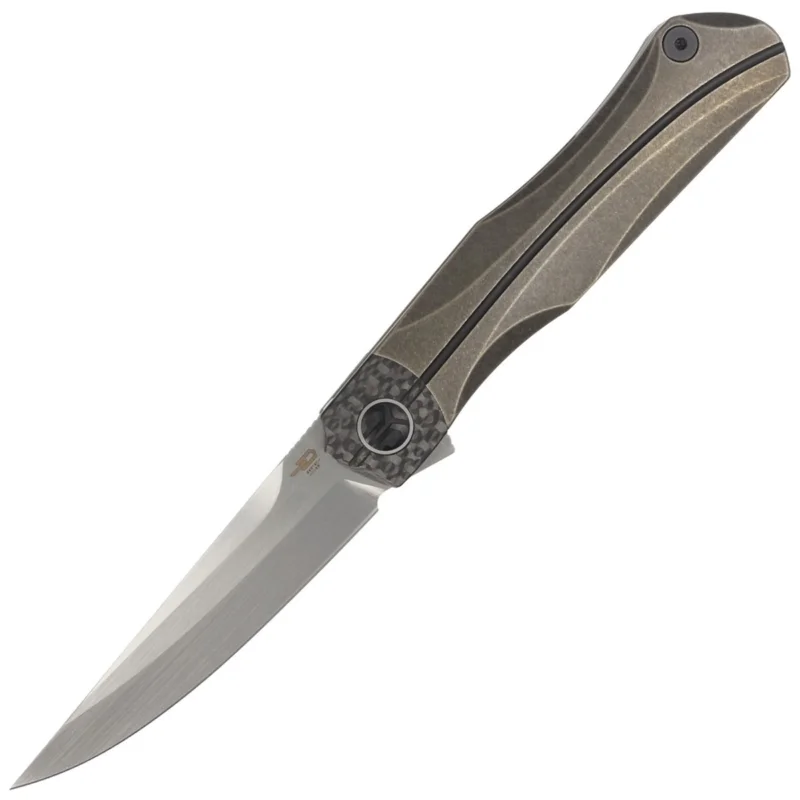 Nóż składany Bestech Thyra Bronze Stonewashed Titanium/Carbon Fiber, Horizontal Satin M390 by Kombou (BT2106B) Super okazja