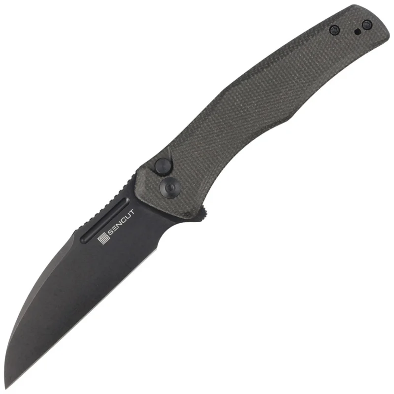 Kup online Sencut Watauga Dark Green Canvas Micarta, Black Stonewashed D2 knife (S21011-2)