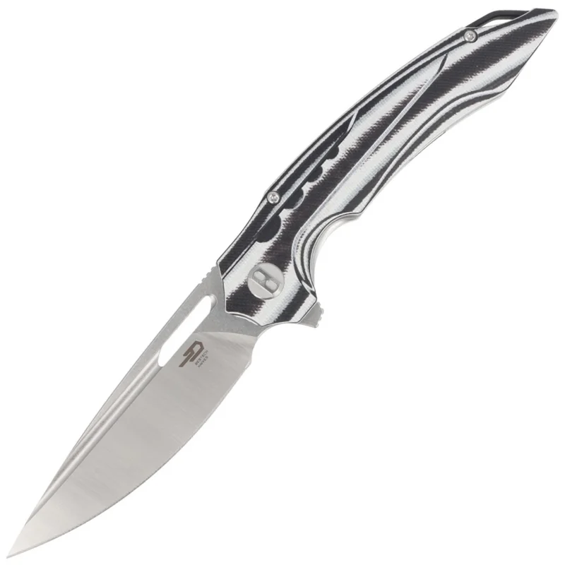 Nowy Bestech Knife Ornetta Carbon Fiber / White G10, Stonewash / Satin N690 by Kombou (BL02C)