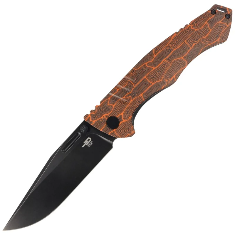 Nóż składany Bestech Keen II Black-Orange G10/Titanium, Black Stonewashed CPM S35VN by Koens Craft (BT2301F) Szybka wysyłka