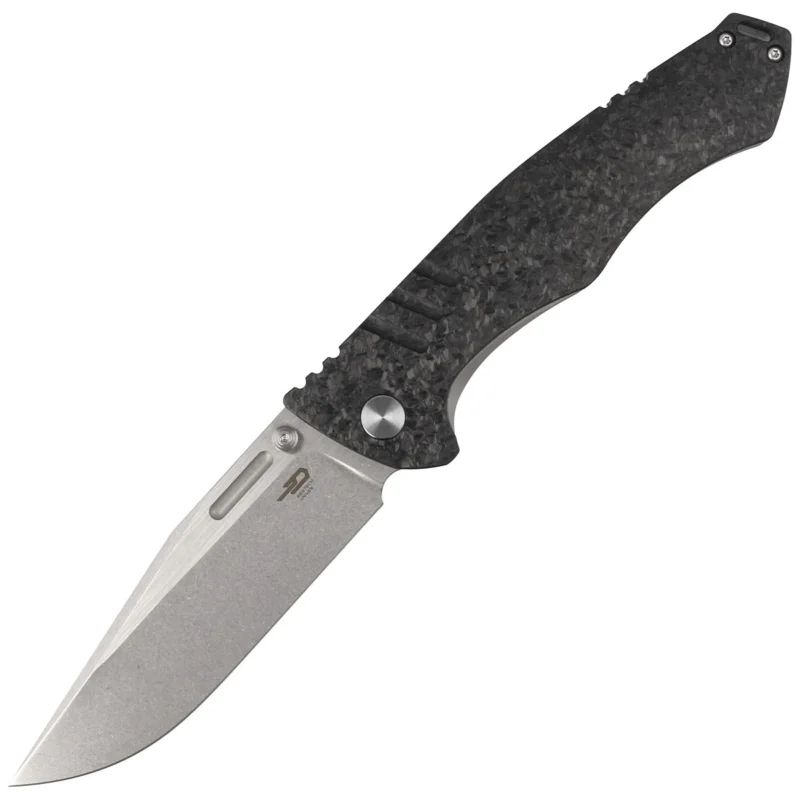 Bestech Keen II Black Titanium/Marbled Carbon Fiber, Stonewashed/Satin CPM S35VN by Koens Craft Knife (BT2301B) Taniej