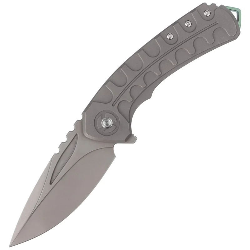 Premium Bestech Buwaya Grey Titanium, Dark Bead Blast Stonewashed M390 by Kombou Knife (BT2203B)