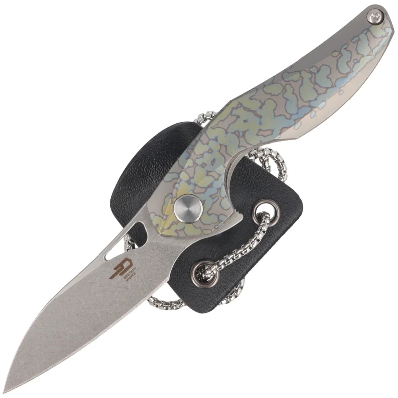 Łatwy zwrot Bestech The Reticulan Neck Knife Grey/Colorful Titanium, Stonewashed/Satin CPM S35VN by Elijah Isham (BT1810E)