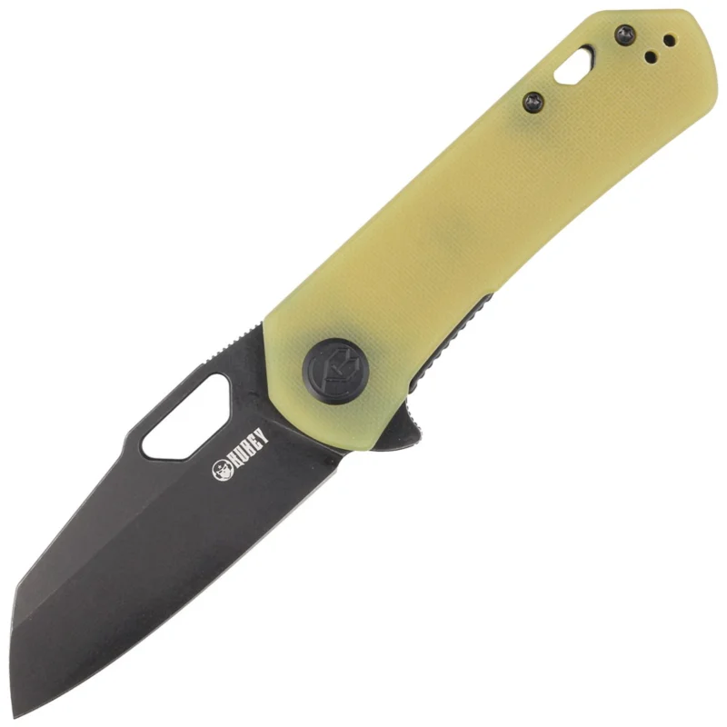 Wyjątkowa oferta Nóż składany Kubey Knife Duroc Translucent Yellow G10, Black Stonewashed AUS-10 by Colin Maisonpierre (KU332H)