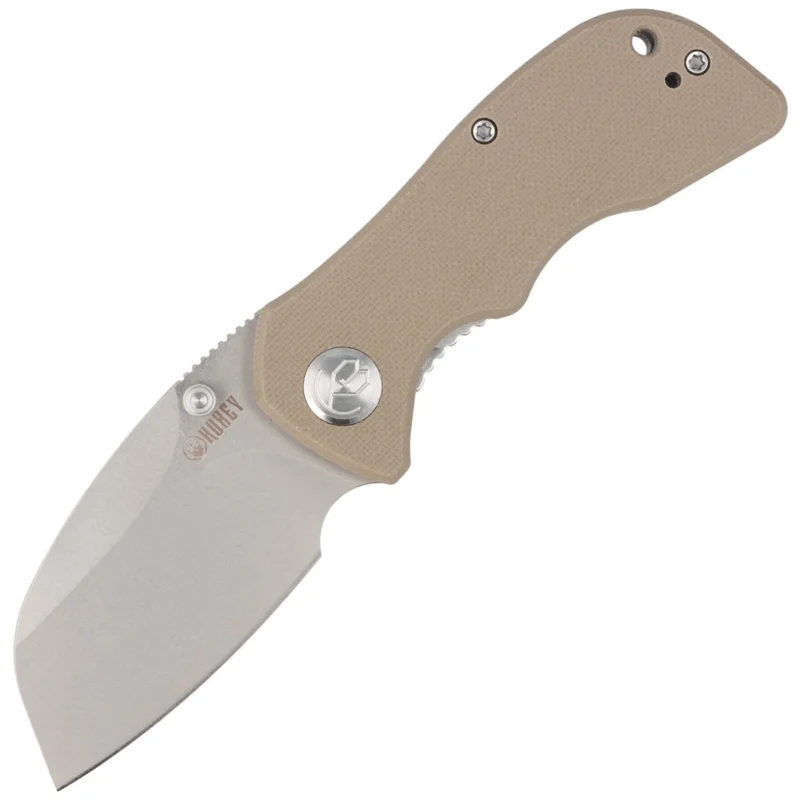 Łatwy zwrot Kubey Knife Karaji Tan G10, Bead Blasted D2 (KU180B)