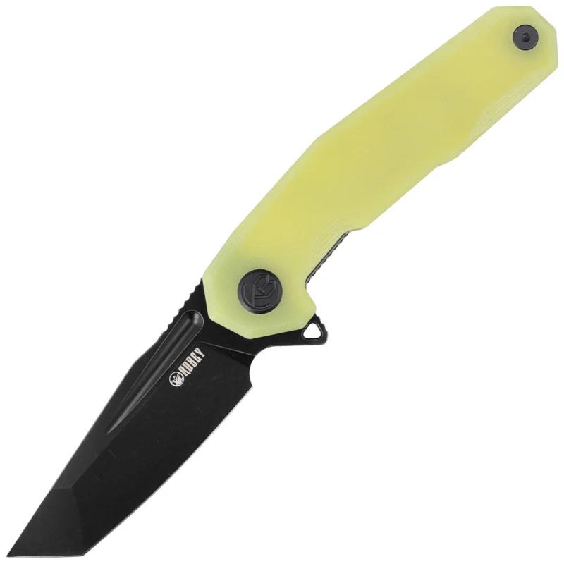 Kubey Carve KB237J Knife Translucent Yellow G10, Blackwashed AUS-10 Rabat