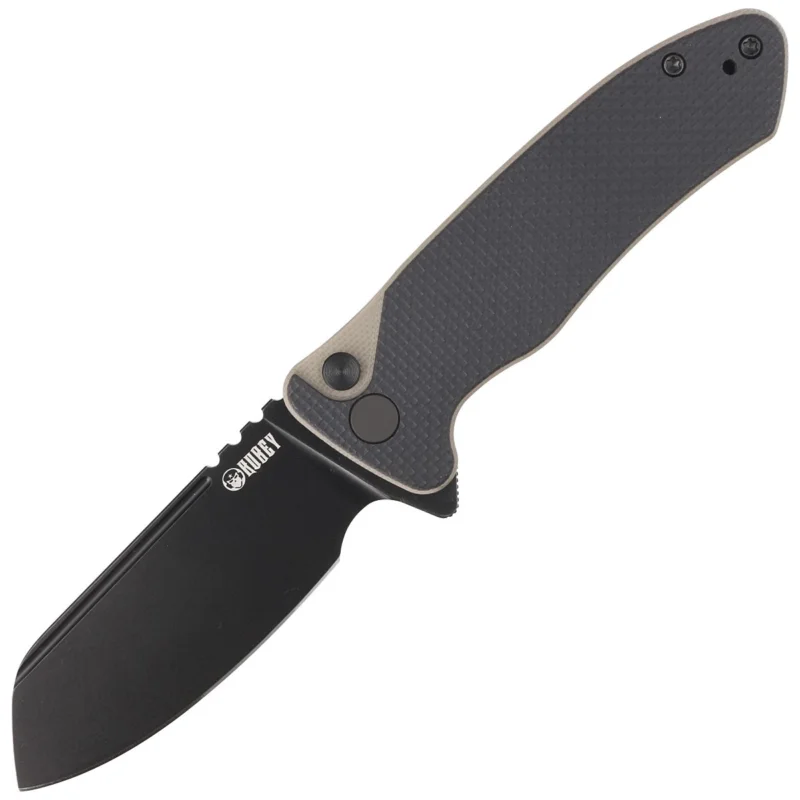 Łatwy zwrot Nóż składany Kubey Creon Black/Tan G10, Blackwashed AUS-10 (KU336F)